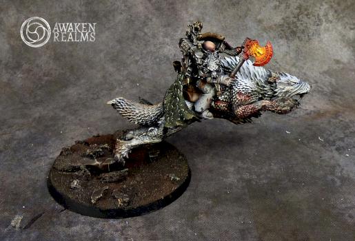 Space Wolves Wolf Lord Harald Deathwolf on Thunderwolf by Awaken Realms