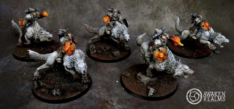 Space Wolves Wolf Guard on Thunderwolves by Awaken Realms