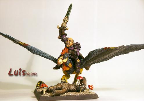 Chaos sorceror riding a cockatrice by Luis