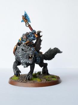 Space Wolves Lord on Thunderwolf by nuno997