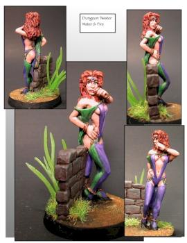 scantily clad Dungeon Twister lady by ALizardInCrimson