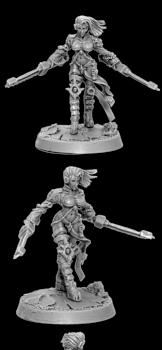 28 mm Battle Sister Sororita with two chainswords CASTED by warex