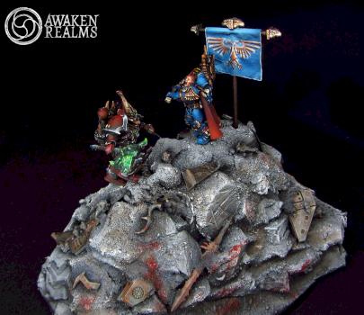 Space Marines vs Chaos Space Marines diorama by Awaken Realms