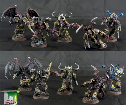 Five possessed chaos space marines by Idler studio