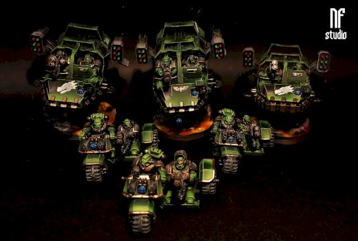 Space Marines Salamanders Attack Bikes Land Speeder by NeonForgeStudio