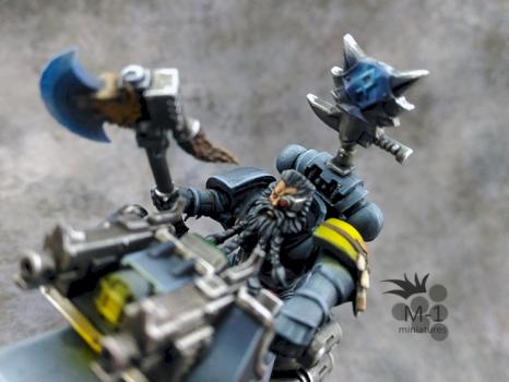 Space Wolves Rune Priest on bike by malinek28
