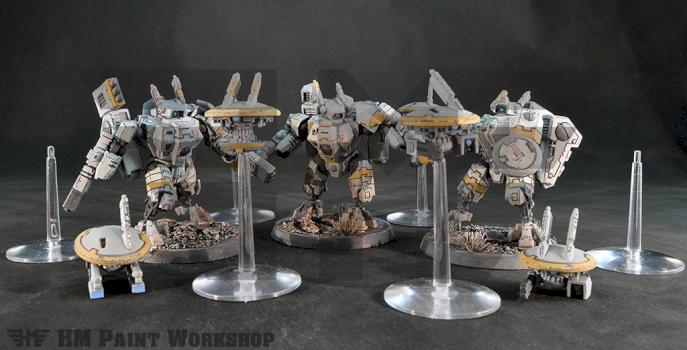 Warhammer XV8 Crisis Battlesuit Team by hmpaintworkshop