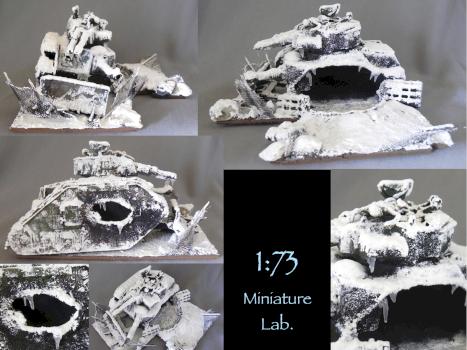Destroyed Leman Russ on snow and ice world by 1a73MiniatureLab