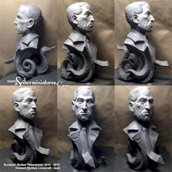 H.P. Lovecraft bust - plasticine and supersculpey by Scibor