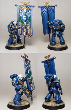 Primaris Space Marine Ancient of the Ultramarines Chapter Model 2 by clep