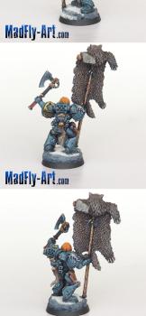 Grey Hunter with Wolf Standard by MadFlyArtStudio