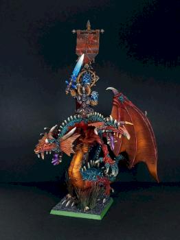 Chaos Sorcerer Lord mounted on Dragon by Mortighaar Minis