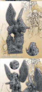 Moscal Dwarf of Chaos General on Flying Bull by Scibor