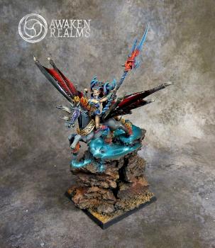 Dark Elves Morathi on Dark Pegasus by Awaken Realms