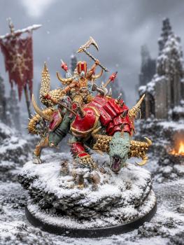 Khorne lord on demonic mount by Alternativechaos