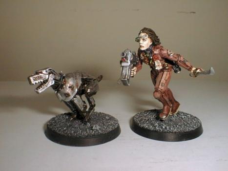 =I= Inquisitor - Female Enforcer and Cyber Mastiff by thechair