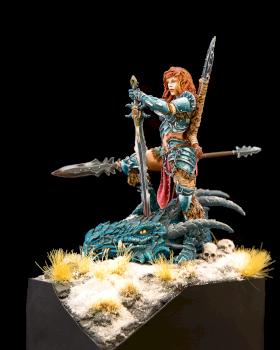 Dragon Huntress - Black Sun Miniatures by sockmerchant