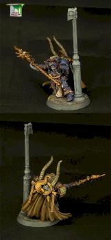 Chaos sorcerer of Tzeench in terminator armour by Idler studio