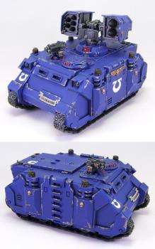 Space Marine Ultramarines Whirlwind / Rhino by richardvan