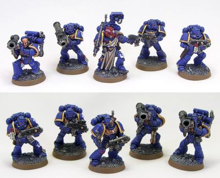 Space Marine Ultramarines Devastator Squad by richardvan