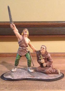 Viking and cowering Monk 54mm by Hood