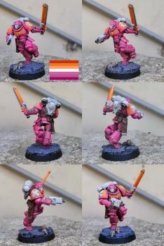 Lesbian pride color scheme Assault Space-Marine by CerberusXt