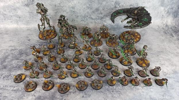 Warhammer 40k Necron Army Indomitus Cryptek Destroyers Barge Scythe Flayed Ones by biscuitkiller