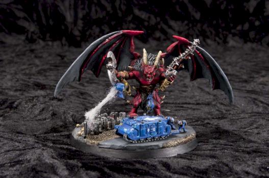 Ultramarines vs Bloodthirster by Wakadak