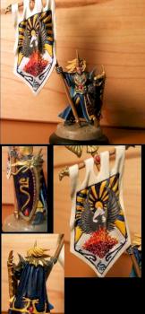 High Elf Noble with standard (or flag) by Byteknight
