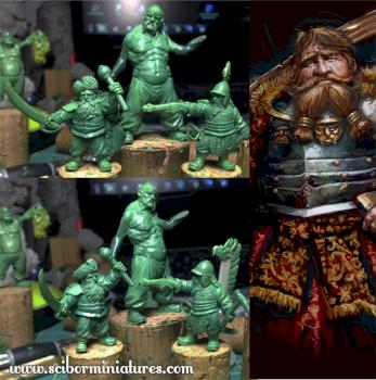 Work in progress - Polish Dwarves and Ogre Cossack 28mm by Scibor