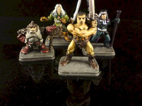 The Heroquest Hero Quest Characters, Barbarian, Wizard, Dwarf and Elf by Mythology