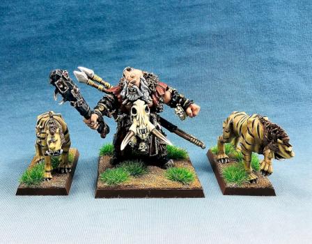 Ogre Kingdoms Hunter And 2 Sabertusks by wargame