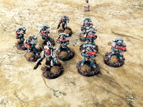 1st Squad, 3rd Company Ultramarines Tac Squad by grimdarker