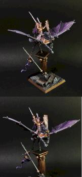 Dark Elf War Princess on Dark Pegasus by aeonotakist