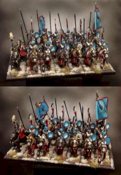 Kislev Winged Lancer rota with BSB and Priest of Ursun by Jon Kerr