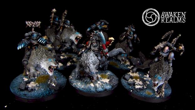 Space Wolves Lord with command squad on Thunderwolves by Awaken Realms