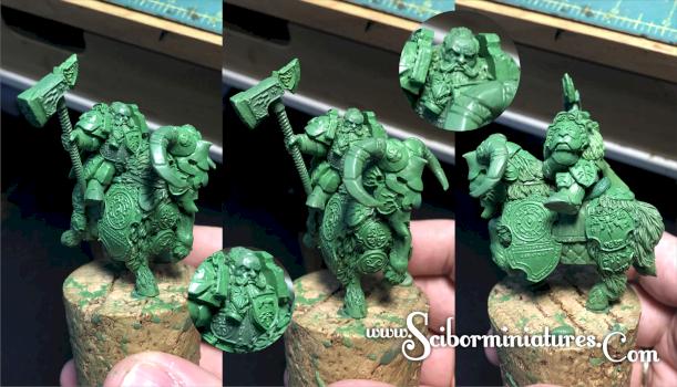 Dwarf greenstuff sculpture by Scibor