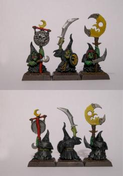Night Goblin command models from Skull Pass by Interositor