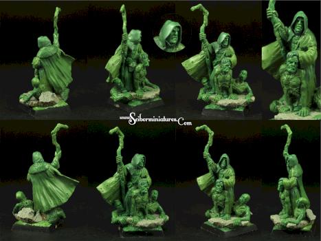 Necromancer original green stuff sculpture 28mm by Scibor