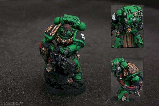 Salamander Sternguard Space Marine with Heavy Flamer by War and Paint