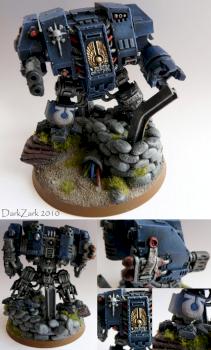 Ultramarine Dreadnought on self built base by DarkZark