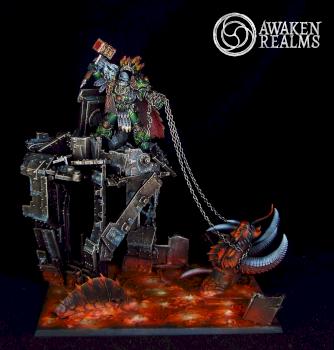 Horus Heresy Salamanders Primarch Vulkan diorama by Awaken Realms