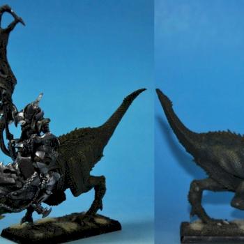 Dark elf Army standard bearer on Cold One by capopik