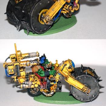 Ork Nob Biker with Deffrolla by narkuk