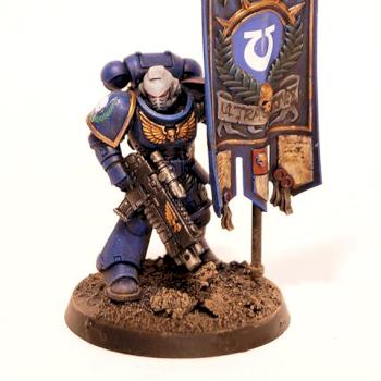 Ultramarines Primaris Ancient with Banner by Grim Factorum