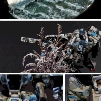 Diorama of Tau broadside battlesuit by JAB