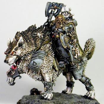 Space Wolves Wolf Lord on Thunderwolf by jorv