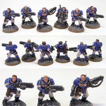 Space Marine Ultramarines Scouts with Shotguns (with converted heads) by richardvan