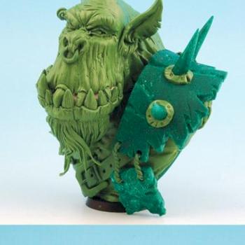 80mm height Ork Bust Greenstuff Sculpture by Scibor