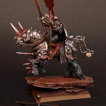 Chaos Khorne Hero on Mount with Battle Standard Bearer by slawek